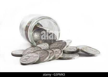 Rupie-Münze innerhalb Jar Stockfoto