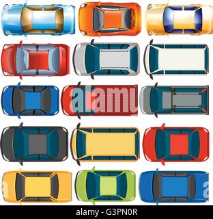 Draufsicht der Autos und Lastwagen illustration Stock Vektor