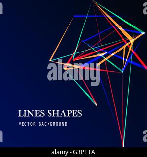 Bunte Linien Formen abstrakt isoliert auf blau dunkel-Vektor-illustration Stock Vektor
