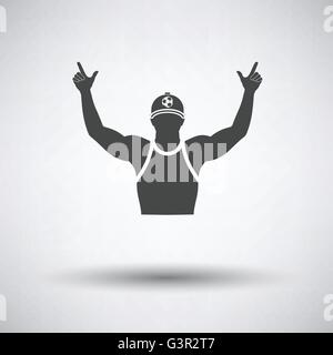 Fußball-Fan mit Händen Symbol auf grauem Hintergrund, Runde Schatten. Vektor-Illustration. Stock Vektor