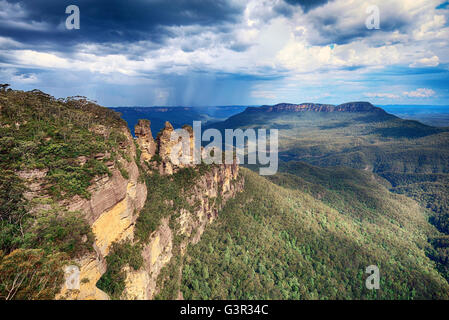 HDR-Effekt auf Echo point Panoramablick in Blue Mountains National Park, New-South.Wales, Australien. Stockfoto