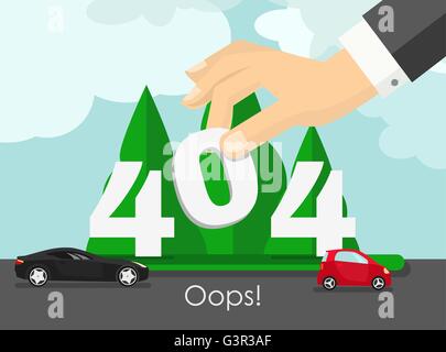 Konzeptseite 404. Konstruktionsfehler. Abbildung Vorlage nicht gefunden. Stock Vektor