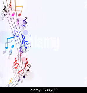 abstrakte hellen Hintergrund mit mehrfarbigen Musiknoten Stockfoto