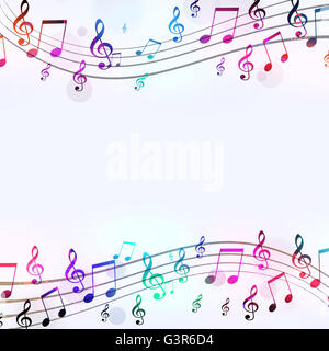 abstrakte hellen Hintergrund mit mehrfarbigen Musiknoten Stockfoto