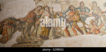 Römische Mosaiken im Haus des Aion, archäologische Stätte Kato Paphos, Paphos, Zypern Stockfoto