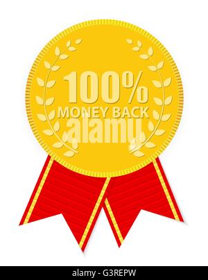 Gold Label 100 Geld zurück. Vektor-Illustration Stock Vektor