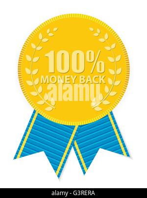 Gold Label 100 Geld zurück. Vektor-Illustration Stock Vektor