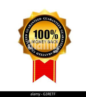 Gold Label 100 Geld zurück. Vektor-Illustration Stock Vektor