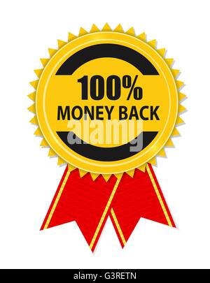 Gold Label 100 Geld zurück. Vektor-Illustration Stock Vektor