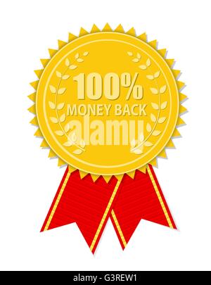 Gold Label 100 Geld zurück. Vektor-Illustration Stock Vektor