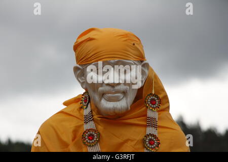 Mauritius, Grand Bassin, Ganga Talao Tempel Statue des indischen spirituellen Meister Shirdi Sai Baba Stockfoto