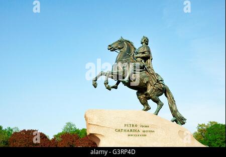 Sankt Petersburg, Russland. Der eherne Reiter. Reiterstatue von Peter dem großen in den Senatsplatz Stockfoto