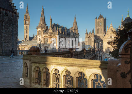 Frühling-Nachmittag in der alten Stadt Ghent, Belgien. Stockfoto