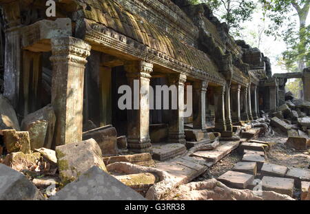 Stein Kolonnade und Architektur des antiken Tempels Ta Prohm buddhistische Ruinen Teil des Komplexes in Kambodscha Angkor Stockfoto