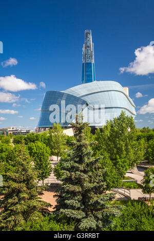 Das Canadian Museum for Human rights Gebäude an The Forks in Winnipeg, Manitoba, Kanada. Stockfoto