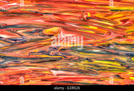 Gemischte Farben bemalt mit den Farben rot, grün, blau, gelb, weiß, orange Stockfoto