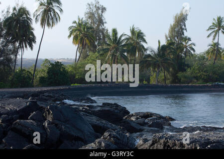 Blick auf Kiholo Bay, Lava Küste Kohala Coast, Hawaiis Big Island, Hawaii, USA Stockfoto