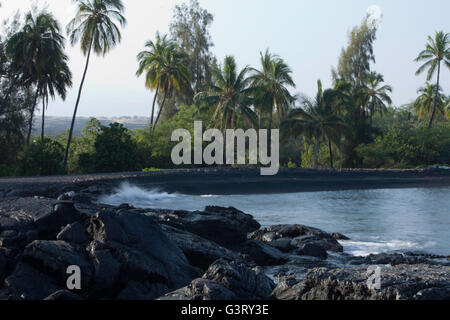 Blick auf Kiholo Bay, Lava Küste Kohala Coast, Hawaiis Big Island, Hawaii, USA Stockfoto