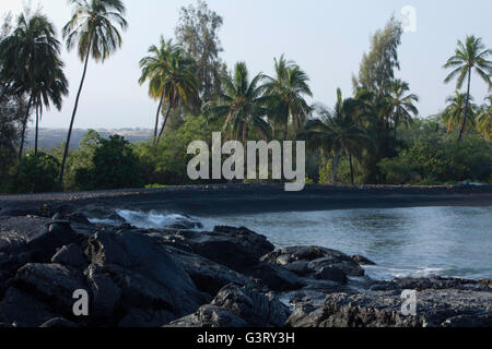 Blick auf Kiholo Bay, Lava Küste Kohala Coast, Hawaiis Big Island, Hawaii, USA Stockfoto