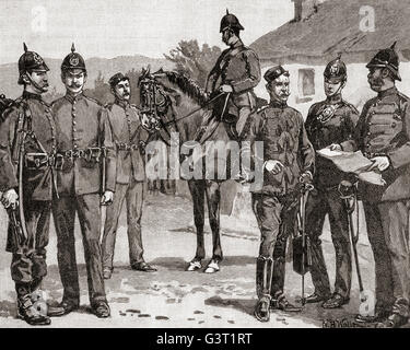 Offiziere und Soldaten von der Royal Irish Constabulary im 19. Jahrhundert, der bewaffneten Polizei des Vereinigten Königreichs in Irland bis 1922. Stockfoto