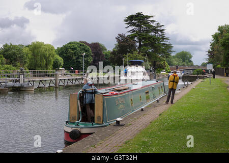 Narrowboats in Runnymede in Surrey UK Stockfoto