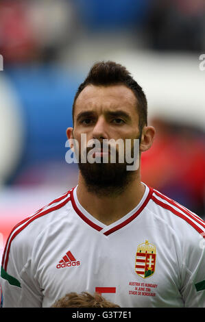 Attila Fiola (Ungarn);  14. Juni 2016 - Fußball: Uefa Euro Frankreich 2016, Gruppe F, Österreich 0-2 Ungarn am Nouveau Stade de Bordeaux, Bordeaux, Frankreich. (Foto: Aicfoto/AFLO) Stockfoto