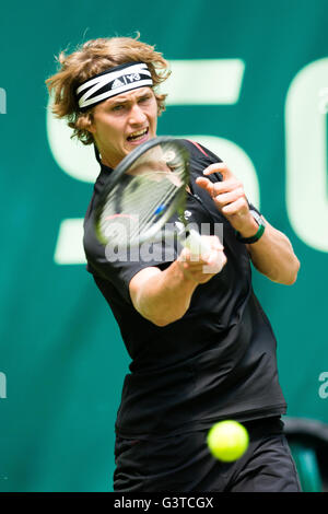 Halle, Deutschland. 15. Juni 2016.  Die 2 deutschen Alexander Zverev und Benjamin Becker spielen ihre 2. Vorrundenspiel 2016 Gerry-Weber-Open in Halle, Deutschland. Bildnachweis: Janine Lang/Alamy Live-Nachrichten Stockfoto