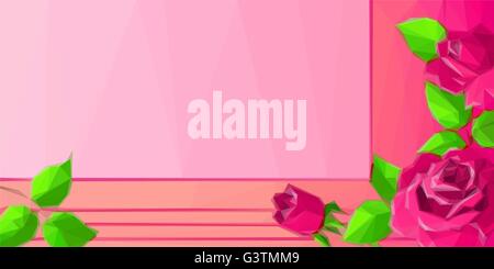 Hintergrund mit Low-Poly-Blumenmuster Stock Vektor