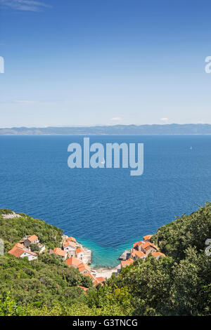 Ein Blick vom Zaklopatica Stadt Lastovo eine Insel in Kroatien. Stockfoto