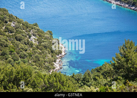 Ein Blick vom Zaklopatica Stadt Lastovo eine Insel in Kroatien. Stockfoto