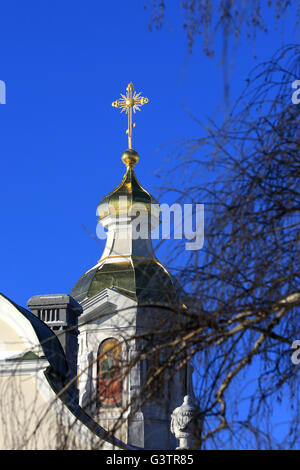 Die Pochaev Lavra Kuppel an schönen Wintertag, Ukraine Stockfoto