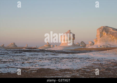 Morgenlicht, Pilz geformten Felsformation in der weißen Wüste, Ägypten Stockfoto