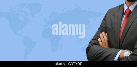 Professional mit Weltkarte im Banner Vorlage. Stockfoto
