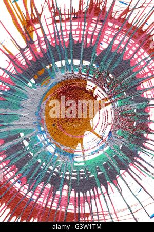 Farbenfrohe moderne Gegenwartskunst Acryl Blob Zeichenstil von Jackson Pollock Stockfoto