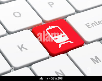 Urlaub-Konzept: Zug auf Computer Tastatur Hintergrund Stockfoto