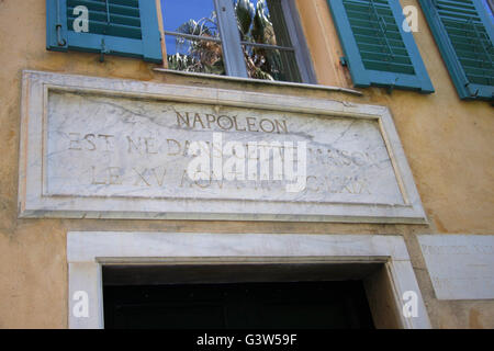 Das erst von Napoleon Bonaparte - Ajaccio, Korskia, Frankreich. Stockfoto