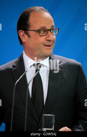 Francois Hollande - Treffen des "European Round Table of Industrialists ERT', Bundeskanzleramt, 1. Juni 2015, Berlin. Stockfoto