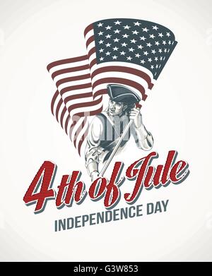 American Independence Day Schriftzug Design. Eine Vorlagenhintergrund für Grußkarten, Poster, Flugblätter und Broschüre. Vektor-illustration Stock Vektor