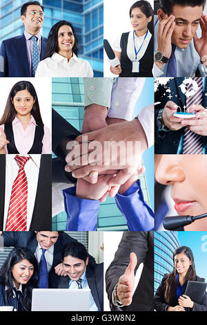 Nur Erwachsene Geschäftsmann Geschäftsfrau Kollege digital erweiterte Gruppen oder Massen Individualität Montage Team Variation Stockfoto