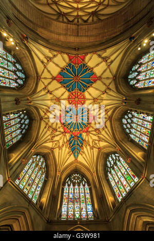 Die verzierte Decke der Tewkesbury Abbey, Gloucestershire, England Stockfoto