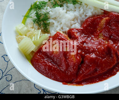 Chileajo de Cerdo Gericht aus Oaxaca, Mexico.pork in Wasser gekocht und zubereitet in einer dicken Sauce aus gerösteten guajillo Stockfoto