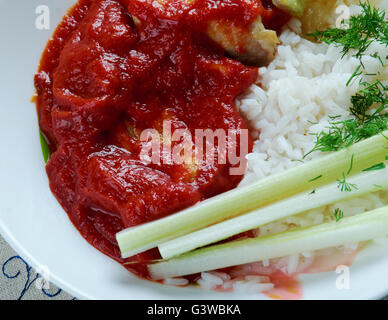 Chileajo de Cerdo Gericht aus Oaxaca, Mexico.pork in Wasser gekocht und zubereitet in einer dicken Sauce aus gerösteten guajillo Stockfoto