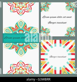 Satz von Grußkarten mit dekorativen Elementen Stock Vektor