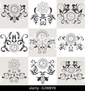 Satz von Emblemen floral ornament Stock Vektor