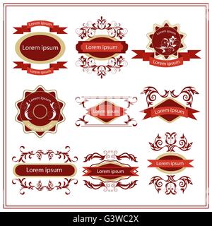 Satz Aufkleber, Embleme mit floralen Mustern Stock Vektor