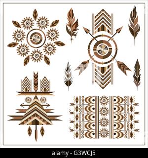 Satz Federn, Schmuck Pfeil Stock Vektor