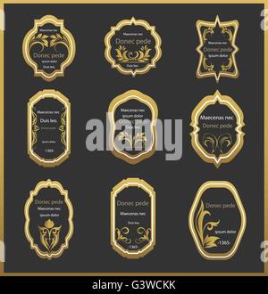 Set-Emblem mit floralen Ornamenten Stock Vektor