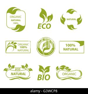 Etiketten, Öko-Produkte, logo Stock Vektor