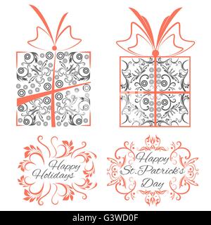 Boxen Sie dekorative, ornamentale Objekte, Rahmen Stock Vektor