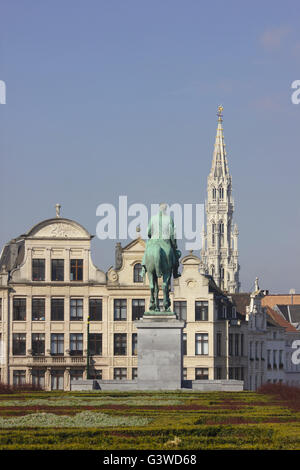 Brüssel, Blick vom Mont des Arts auf dem Rathaus. Belgien Stockfoto